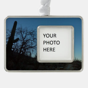 Saguaro Morning at Saguaro National Park Silver Plated Framed Ornament