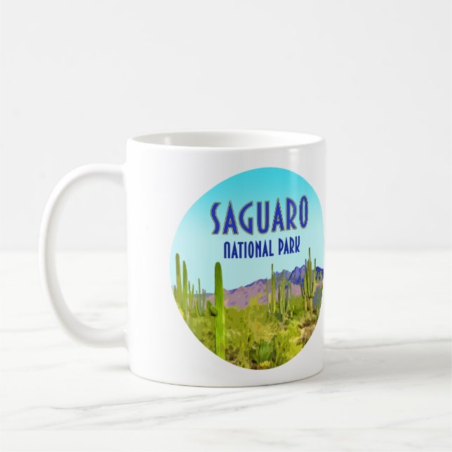 Saguaro National Park Arizona Cactus Vintage Coffee Mug (Left)