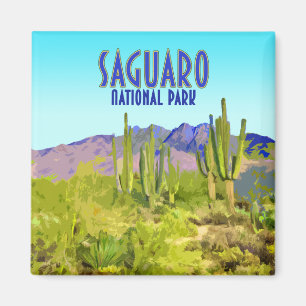 Saguaro National Park Arizona Cactus Vintage Magnet