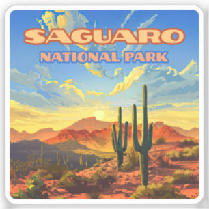 Saguaro National Park Arizona Desert Cactus Retro