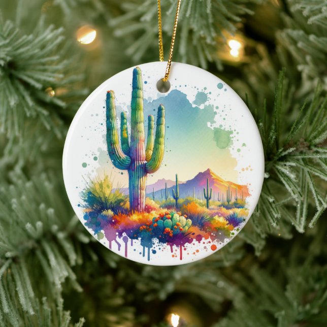 Saguaro National Park Arizona Giant Cactus  Ceramic Ornament (Tree)