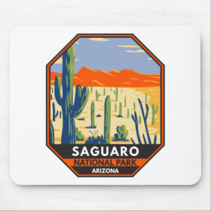 Saguaro National Park Arizona Giant Cactus Vintage Mouse Pad