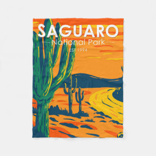 Saguaro National Park Arizona Vintage Fleece Blanket