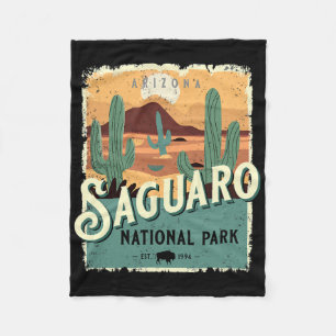 Saguaro National Park Arizona Vintage Travel Poste Fleece Blanket