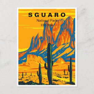Saguaro National Park Arizona Vintage travel retro Postcard
