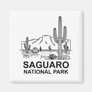 Saguaro National Park Minimal Line Art Magnet
