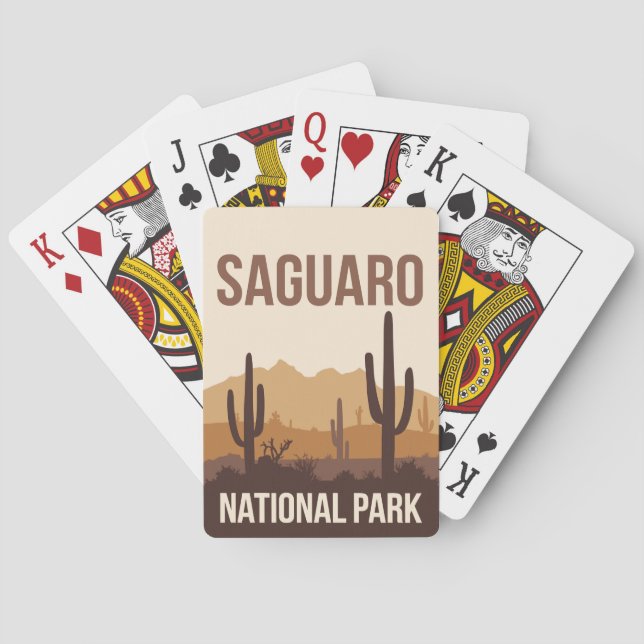 Saguaro National Park Minimal Travel Art Playing Cards (Back)