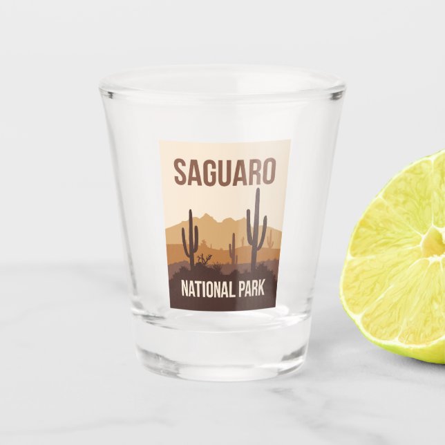 Saguaro National Park Minimal Travel Art Shot Glass (Front)