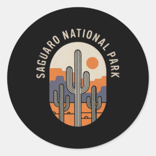 Saguaro National Park Retro Outdoor Hiking Us Nati Classic Round Sticker