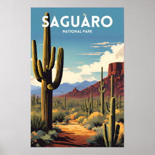 Saguaro National Park Traditional Travel Poster