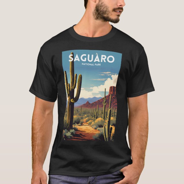 Saguaro National Park Traditional Travel Poster T-Shirt (Front)