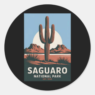 Saguaro National Park Vintage Camping Hiking Men W Classic Round Sticker