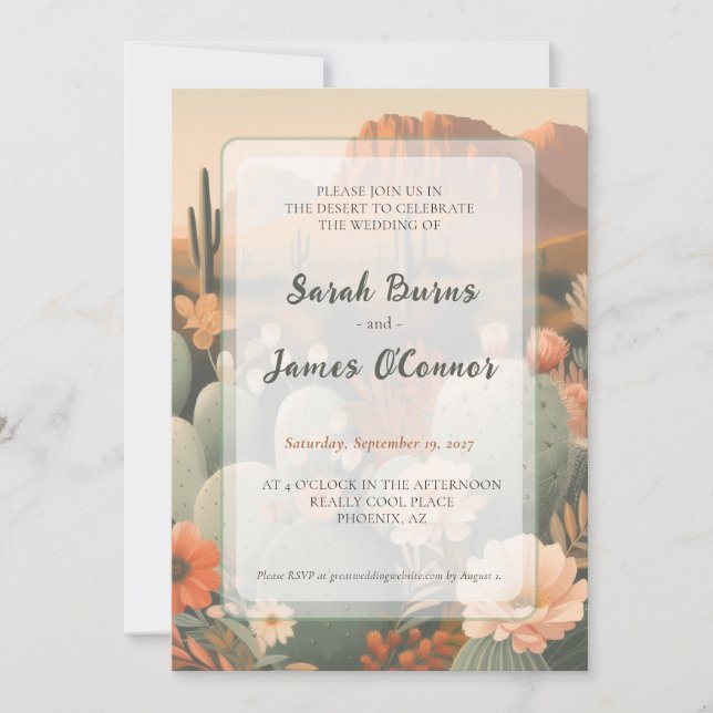 Saguaro & Sage Desert Botanical Wedding Invitation (Front)