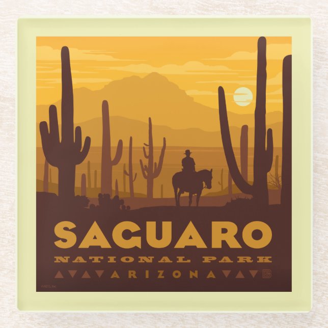 Saguaro Square National Park | Arizona Glass Coaster (Front)