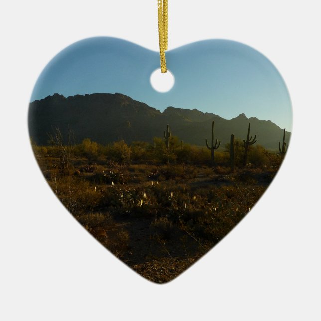 Saguaro Sunrise at Saguaro National Park Ceramic Tree Decoration (Front)
