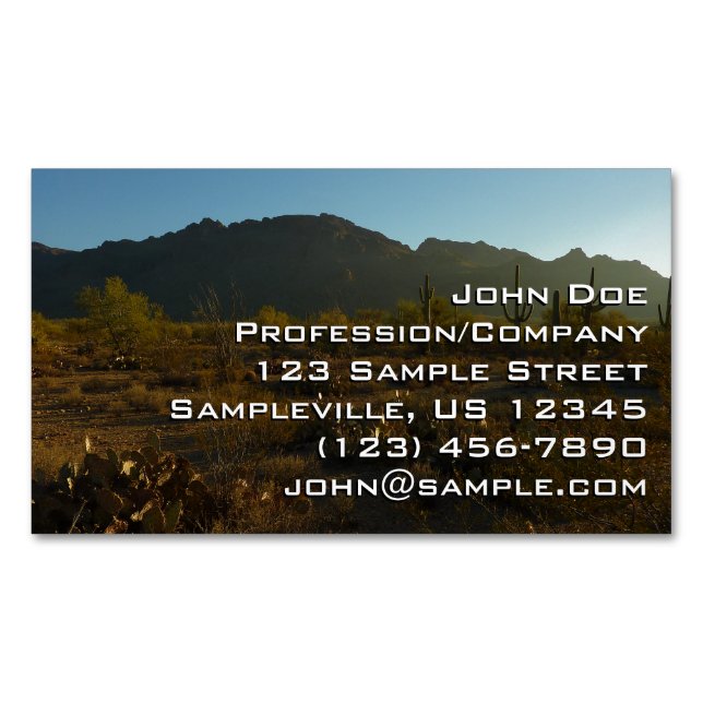 Saguaro Sunrise at Saguaro National Park Magnetic Business Card (Front)