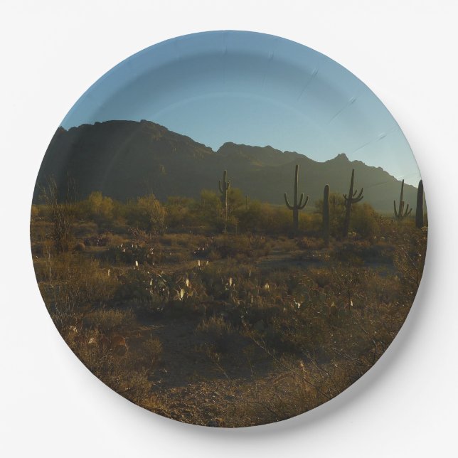 Saguaro Sunrise at Saguaro National Park Paper Plate (Front)