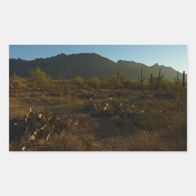 Saguaro Sunrise at Saguaro National Park Rectangular Sticker (Front)