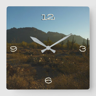 Saguaro Sunrise at Saguaro National Park Square Wall Clock