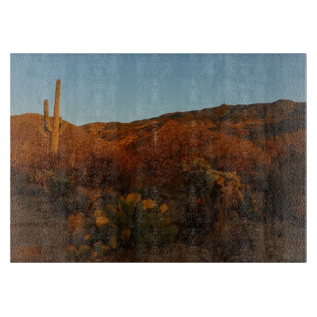Saguaro Sunset I Arizona Desert Landscape Cutting Board (Front)