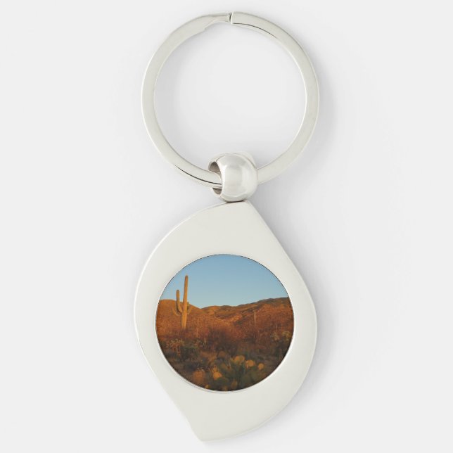 Saguaro Sunset I Arizona Desert Landscape Key Ring (Front)