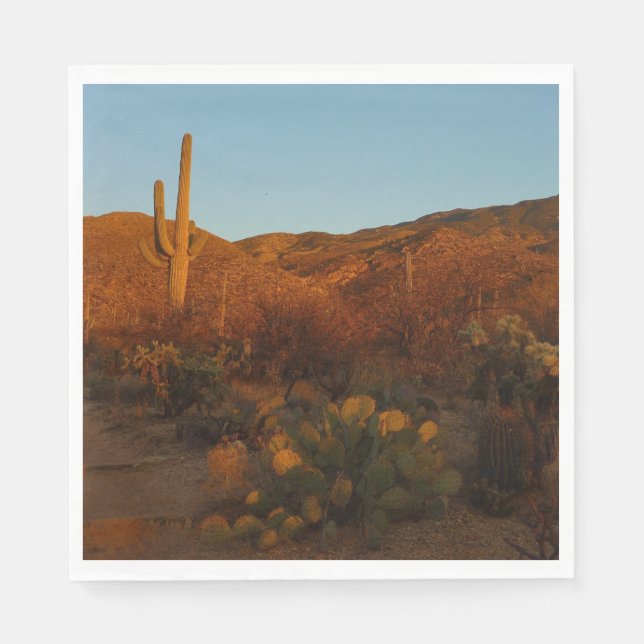 Saguaro Sunset I Arizona Desert Landscape Napkin (Front)