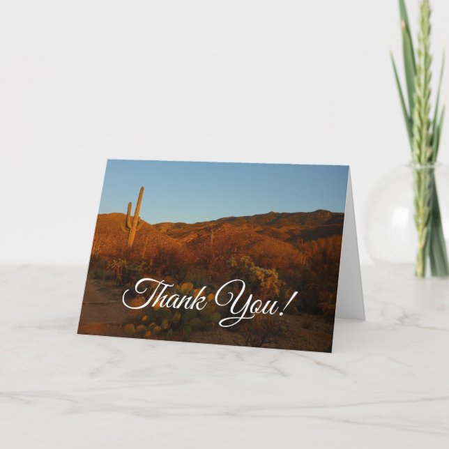 Saguaro Sunset I Arizona Desert Landscape Thank You Card (Front)