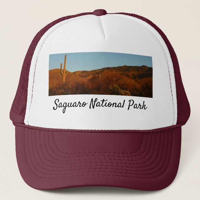 Saguaro Sunset I Arizona Desert Landscape Trucker Hat (Front)