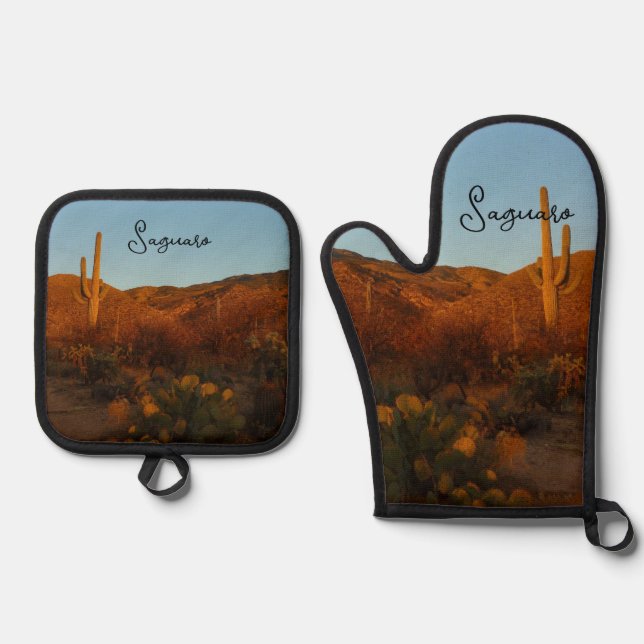 Saguaro Sunset I Oven Mitt & Pot Holder Set (Front)