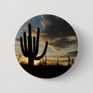 Saguaro Sunset II Arizona Desert Landscape 6 Cm Round Badge