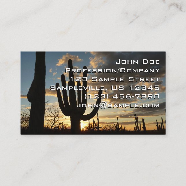 Saguaro Sunset II Arizona Desert Landscape Business Card (Front)