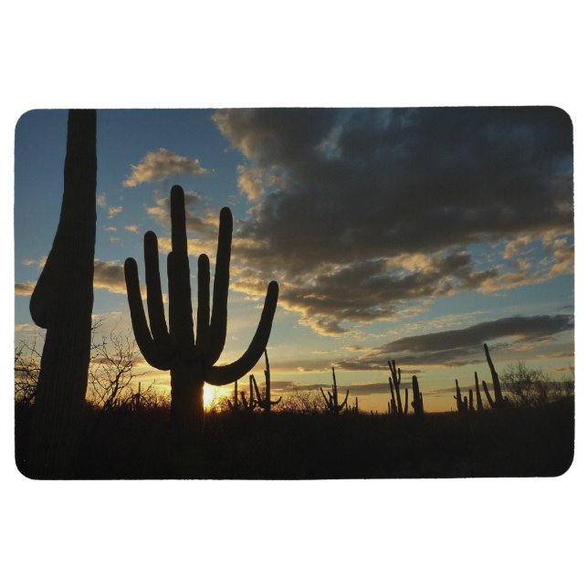 Saguaro Sunset II Arizona Desert Landscape Floor Mat (Front)