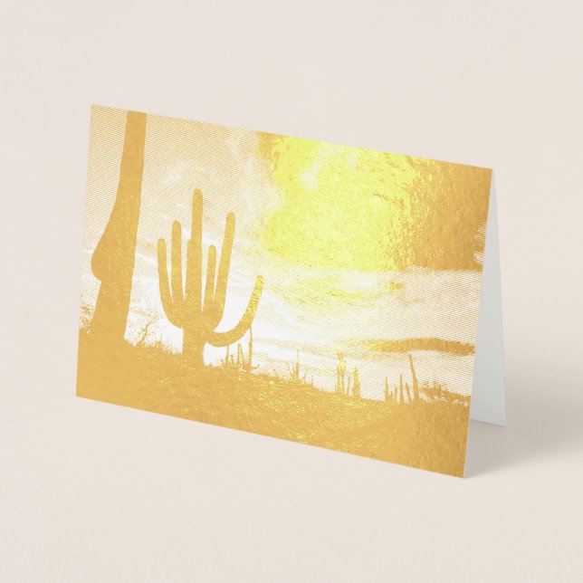 Saguaro Sunset II Arizona Desert Landscape Foil Card (Front)