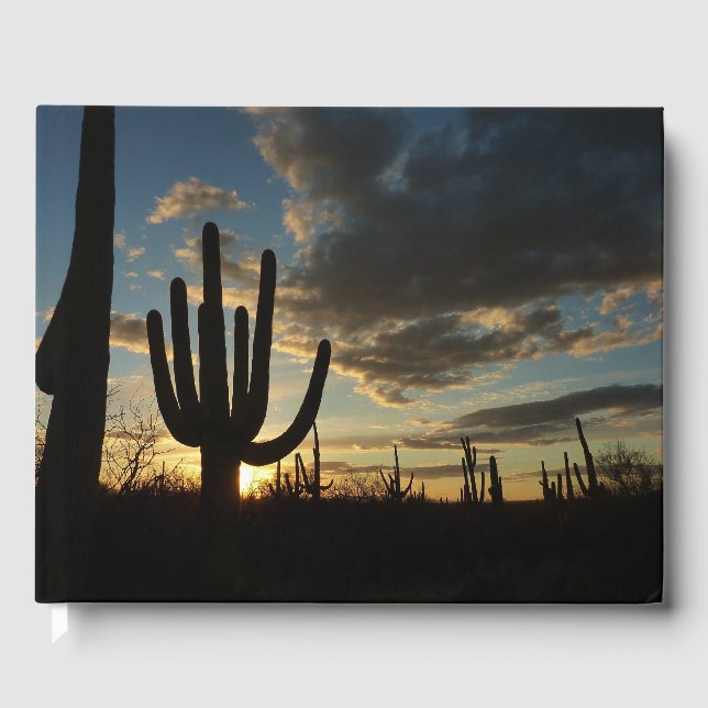 Saguaro Sunset II Arizona Desert Landscape Guest Book (Front)