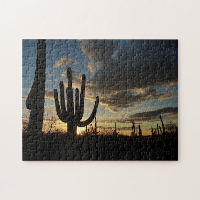 Saguaro Sunset II Arizona Desert Landscape Jigsaw Puzzle (Horizontal)