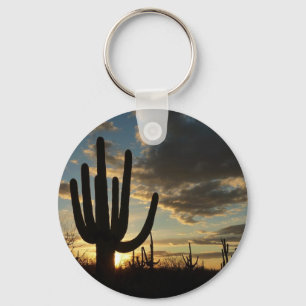 Saguaro Sunset II Arizona Desert Landscape Key Ring