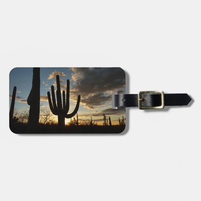 Saguaro Sunset II Arizona Desert Landscape Luggage Tag (Front Horizontal)