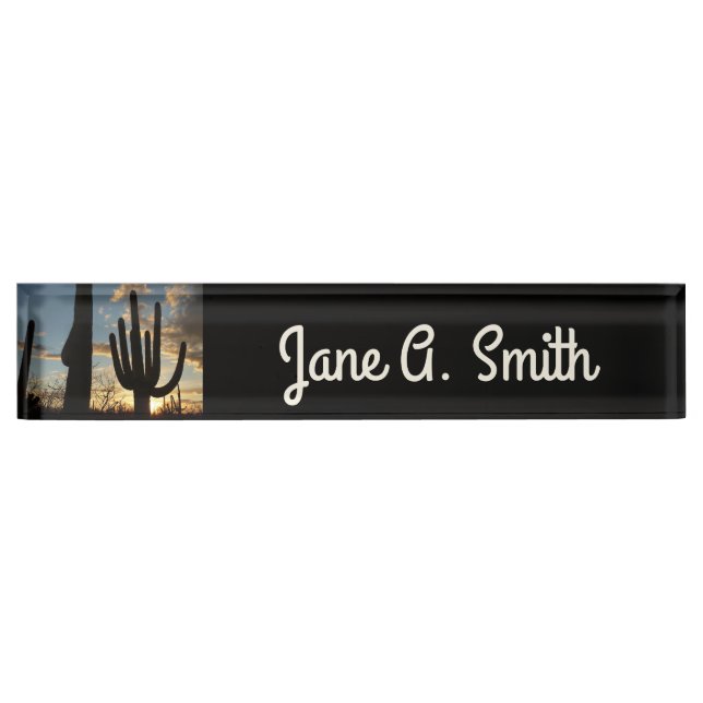 Saguaro Sunset II Arizona Desert Landscape Nameplate (Front)