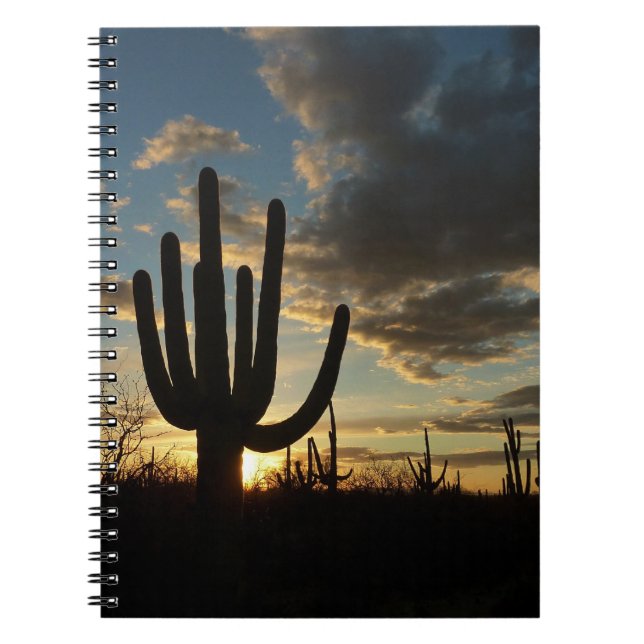 Saguaro Sunset II Arizona Desert Landscape Notebook (Front)