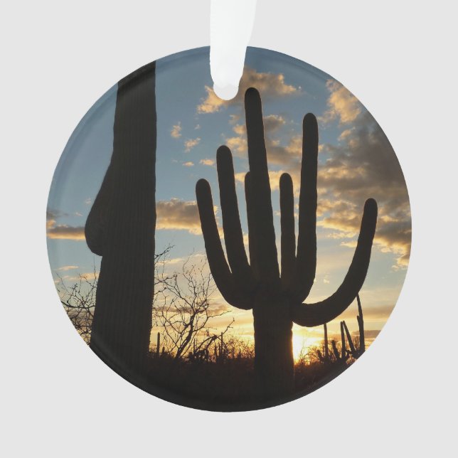 Saguaro Sunset II Arizona Desert Landscape Ornament (Front)