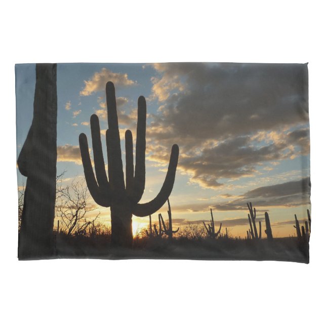 Saguaro Sunset II Arizona Desert Landscape Pillowcase (Front)