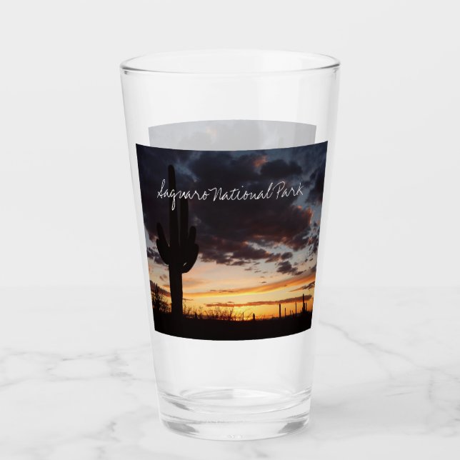 Saguaro Sunset III Arizona Desert Landscape Glass (Front)