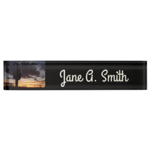 Saguaro Sunset III Arizona Desert Landscape Nameplate