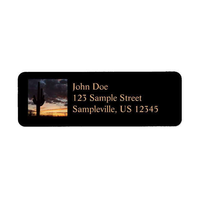 Saguaro Sunset III Arizona Desert Landscape Return Address Label (Front)