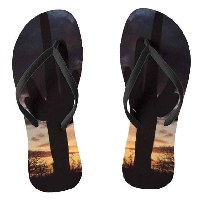 Saguaro Sunset III Arizona Desert Landscape Thongs (Footbed)