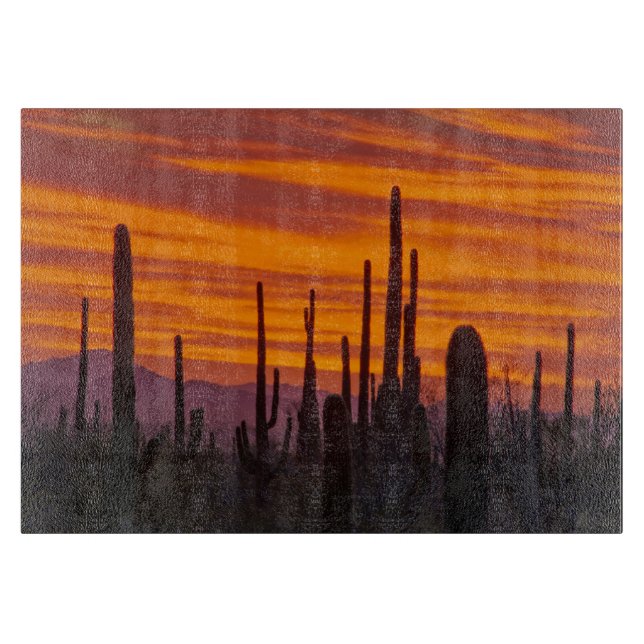 Saguaro, sunset, Saguaro National Park Cutting Board (Front)