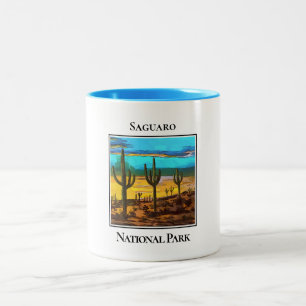 Saguaro's in the Desert, Saguaro National Park Two-Tone Coffee Mug