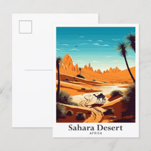 Sahara Desert Africa Travel Vintage Illustration Postcard