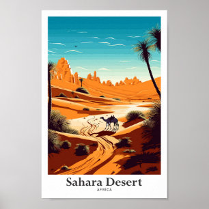 Sahara Desert Africa Travel Vintage Illustration Poster