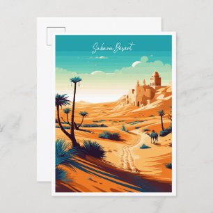 Sahara Desert Africa vintage travel illustration Postcard